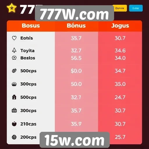 Comparação de bônus oferecidos pelo 777W.com